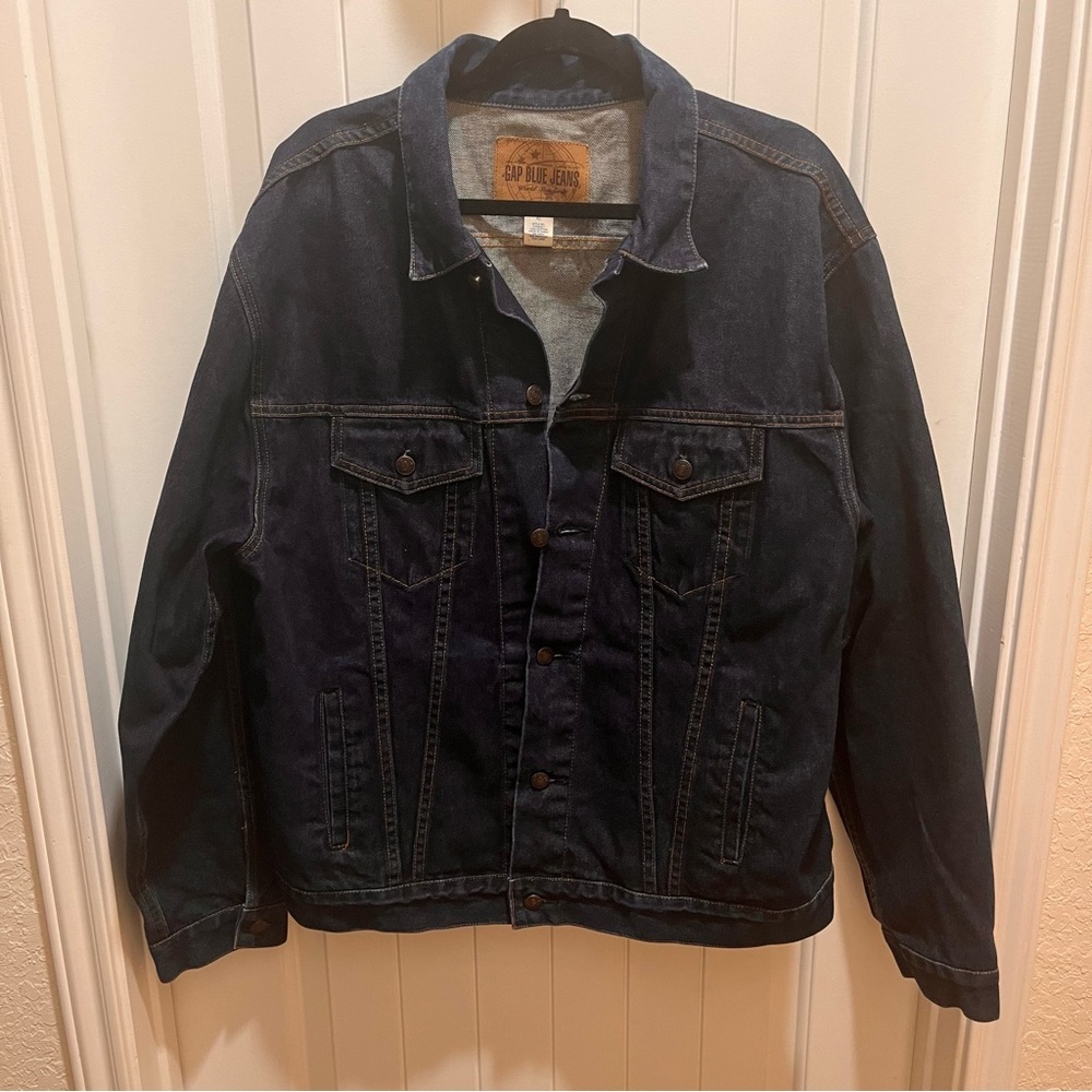 Vintage Y2K Gap Men's Dark Wash Denim Jacket - XL